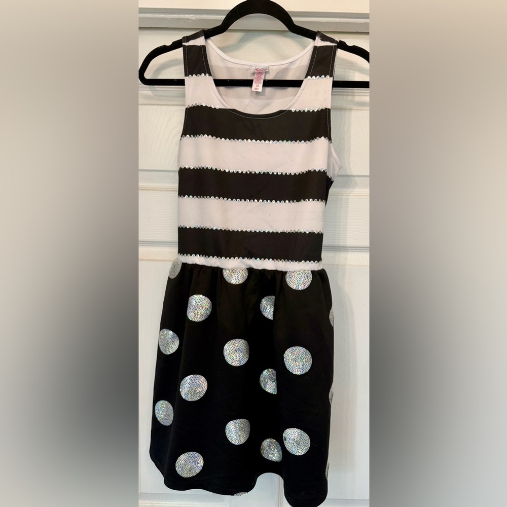 Justice Black and White Top with Sparkling Accents